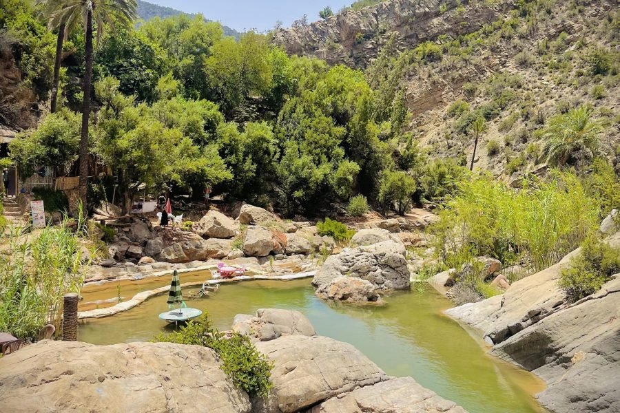 Paradise Valley Agadir Morocco natural pools with palm trees and mountains